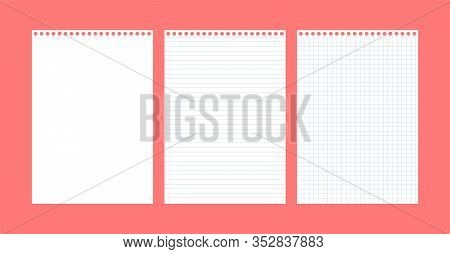 Blank Sheets Of Paper. Tetrad Sheets. Sheets From A Notebook.