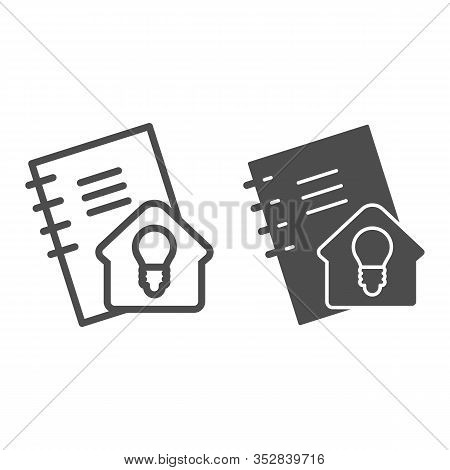 Homework Line And Solid Icon. Notebook For Self Studying, Pocketbook With Home Idea Sign. Education 