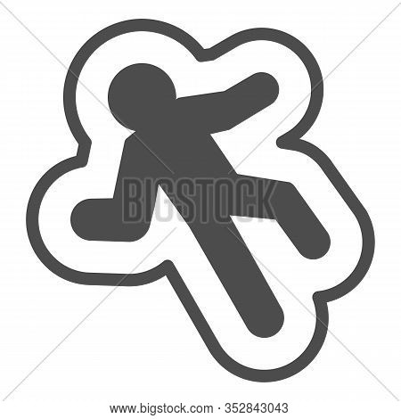 Deadman Spot Solid Icon. Crime Investigation Scene, Lying Dead Body On Floor. Jurisprudence Vector D