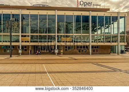 Frankfurt(main),germany - February 08,2020:willy-brandt-platz This Is The Big,old Opera House,which 