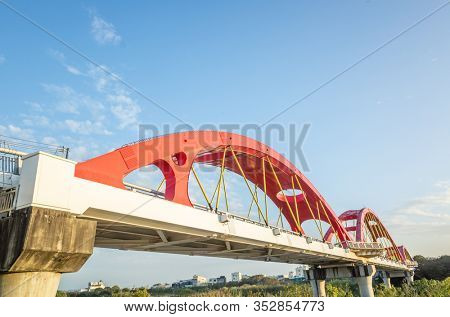 Yunlin, Taiwan - Feb 12th, 2020: Beigang sightsee bridge at daytime, Yunlin county, Taiwan, Asia