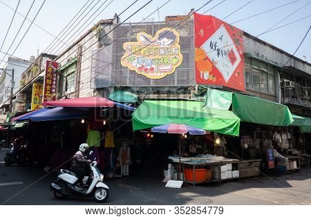 Chiayi, Taiwan - Feb 3rd, 2020: Chiayi East marketplace at Chiayi city, Taiwan, Asia