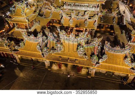 Yunlin, Taiwan - December 11th, 2019: aerial view of famous Beigang Chaotian Temple, Yunlin, Taiwan, Asia