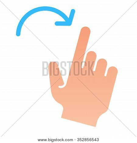 Flick Right Gesture Flat Icon. Swipe To Right Vector Illustration Isolated On White. Click Gradient 