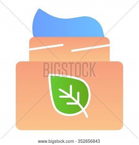 Eco Face Cream Flat Icon. Face Mask With Eco Sign Vector Illustration Isolated On White. Bio Cosmeti