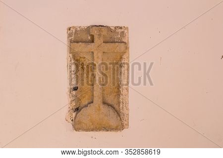Old Stone Cross With Letters Inri (iesus Nazarenus Rex Iudaeorum - Jesus From Nazarath, King Of The 