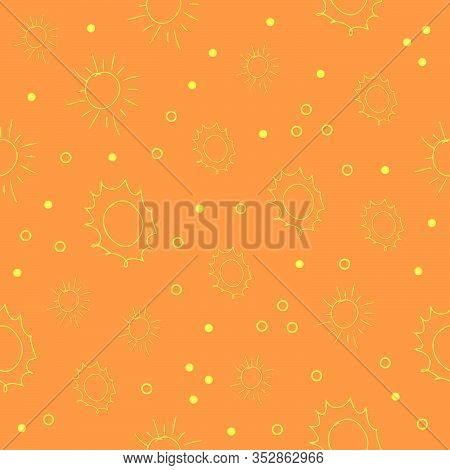 Sun Seamless Pattern Vector. Cartoon Seamless Pattern With Sun. Cute Vector Colorful Seamless Patter