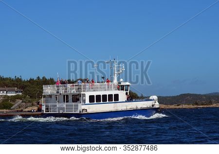 Marina of the Norwegian fishing town Hvaler . June 19,2018. Hvaler,Norway