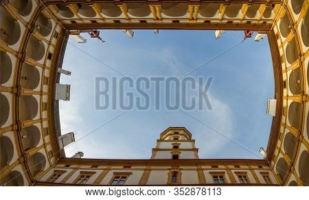 Graz, Austria - October 14, 2019: Interior Courtyard Of Eggenberg Palace, The Most Significant Baroq