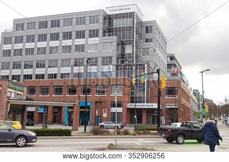 Vancouver, Canada - February 17,2020: Vancouver Police Department Building On Cambie Street In Downt