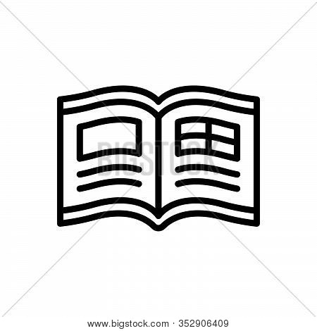 Black Line Icon For Magazine Booklet Reading Newspaper Journal Mag Read Open