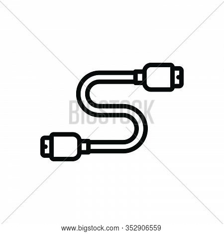 Black Line Icon For Cable Pluge Fiber Optic Wire Usb Connector Charger Device Socket Adapter