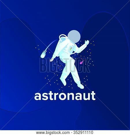 People Astronaut Illustration Background Logo Design Vector Template