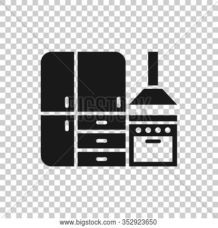 Kitchen Furniture Icon In Flat Style. Cuisine Vector Illustration On White Isolated Background. Cook