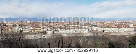 Wide Panoramic Aerial View Of Turin