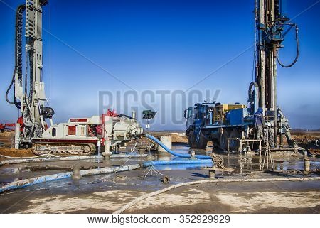 Drilling Rig. Drilling Deep Wells. Coring. Industry. Mineral Exploration.
