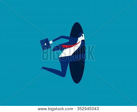 Business Man Be Brave. Concept Business Leader Challenge, Risk, Dager, Flat Cartoon Character Style