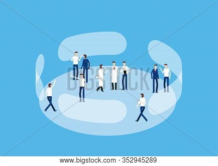 Working Place. Concept Business Discussion Vector Illustration, Support, Social Gathering. Social Is
