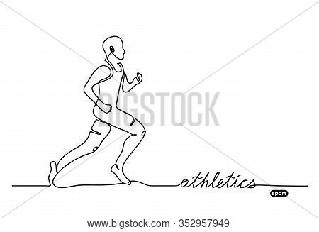 Athletics, Running, Racing Competition. Vector Minimalistic Banner. Athletics Sport Event. One Conti