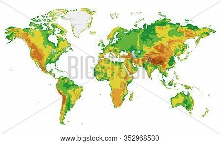 Physical Blank World Map Vector Illustration Isolated On White Background
