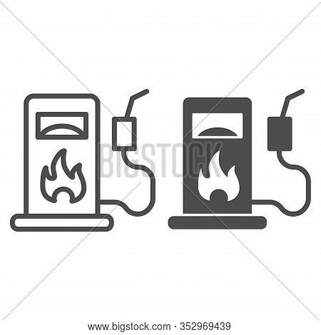 Gas Station Line And Solid Icon. Gasoline Pump For Petrol Or Fuel. Oil Industry Vector Design Concep
