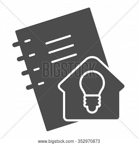 Homework Solid Icon. Notebook For Self Studying, Pocketbook With Home Idea Sign. Education Vector De