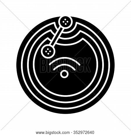 Nfc Microchip Glyph Icon. Near Field Communication. Rfid Transponder. Silhouette Symbol. Nfc Tag. Co