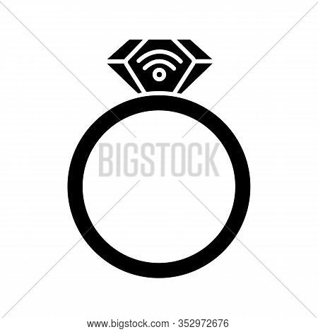 Nfc Ring Glyph Icon. Near Field Communication. Rfid Transponder. Smart Ring. Contactless Technology.