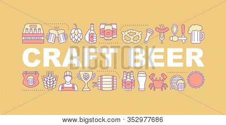 Craft Beer Word Concepts Banner. Pub. Brewery. Isolated Lettering Typography Idea With Linear Icons.