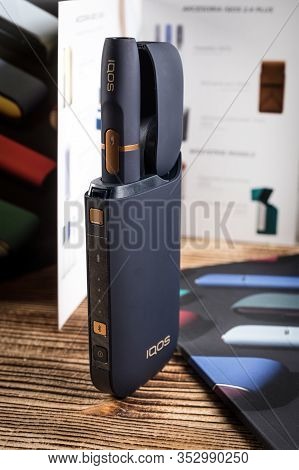 Katowice, Poland - February 26, 2020: Heating Tobacco System Iqos. Iqos Philip Morris Tobacco Produc