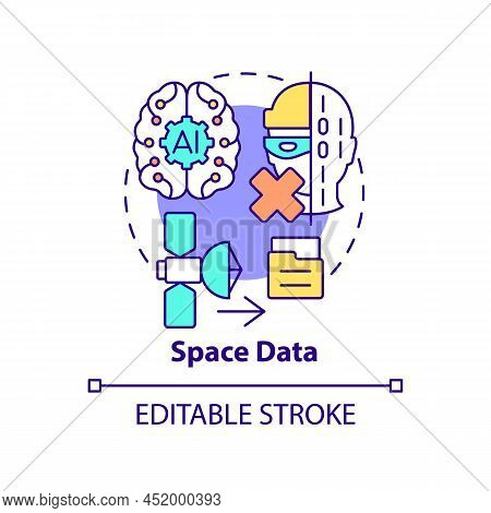 Space Data Concept Icon. Information Database Management. Spacetech Trend Abstract Idea Thin Line Il