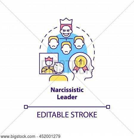 Narcissistic Leader Concept Icon. Powerful And Selfish Boss. Type Of Toxic Leader Abstract Idea Thin