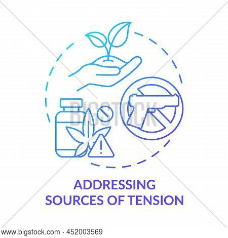 Addressing Sources Of Tension Blue Gradient Concept Icon. Armed Conflicts Prevention Solution Abstra
