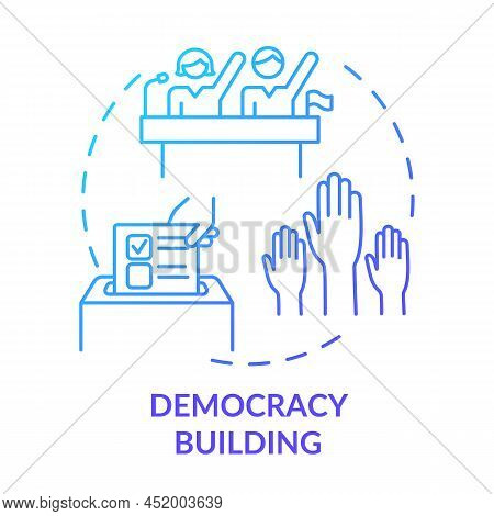 Democracy Building Blue Gradient Concept Icon. Armed Conflicts Prevention Method Abstract Idea Thin 