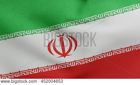 National Flag Of Iran Waving 3d Render, Islamic Republic Of Iran Flag Textile Designed By Hamid Nadi