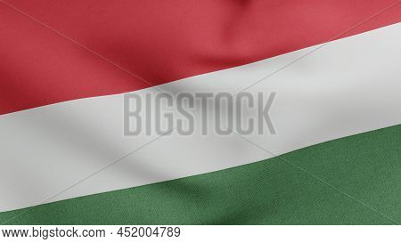 National Flag Of Hungary Waving 3d Render, Magyarorszag Zaszlaja Is Official Flag Of Hungary, Hungar