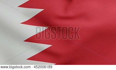 National Flag Of Bahrain Waving 3d Render, Alam Al Bahrayn Or Flag Of The Kingdom Of Bahrain Textile
