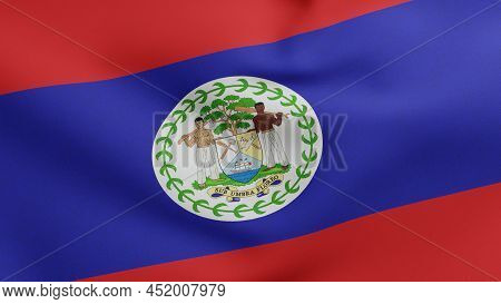 National Flag Of Belize Waving 3d Render, Independence Day Belize Was 21 September 1981, Belize Flag