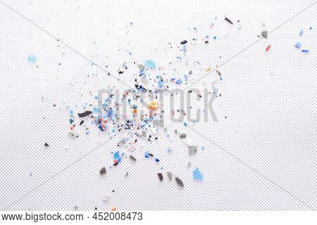 A Pile Of Microplastics - Small Pieces Of Hard Plastic, Intended For Further Processing. Microplasts