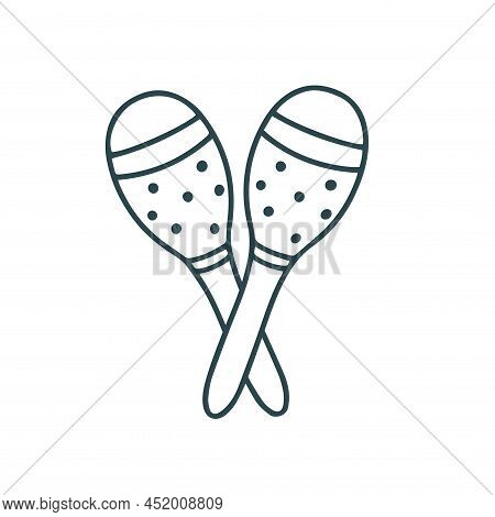 Maracas Doodle Style Vector Illustration. Ancient Shock-noise Musical Instrument. Latin American Mus