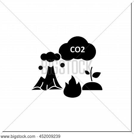 Carbon Emission Glyph Icon.co2. Emit Gas Into Atmosphere. Climate Change. Negative Impact On Environ