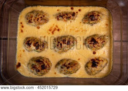 Chimay Stuffed Eggs Recipe Baked In The Oven. High Quality Photo