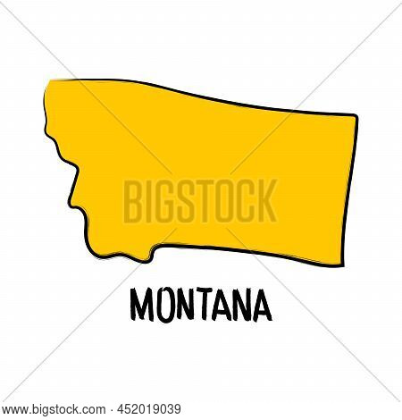 Montana Map Outline, Hand Drawn Silhouette Design Background