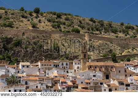Chulilla, Spain - June 27, 2021: Panoramic View Of The Beautiful Village Of Chulilla And Its White H