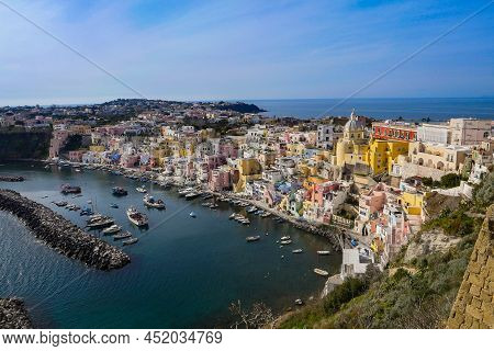 Daylight View Of Beautiful Procida In Sunny Summer Day, Procida Island, Italy, High Quality Photo