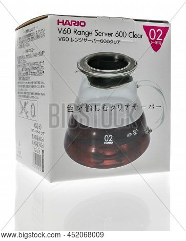 Winneconne, Wi -30 March 2021: A Package Of Hario V60 Range Server On An Isolated Background
