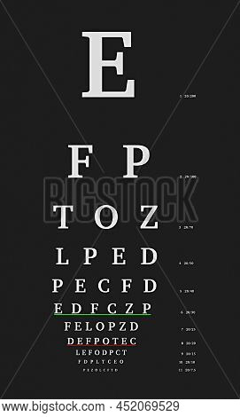 The Font Of White Letters Of The English Language With Underlined Lines Of Red And Green. Table To C