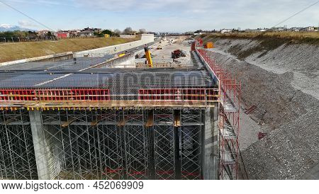 Highway Construction Site View. Civil Engineering