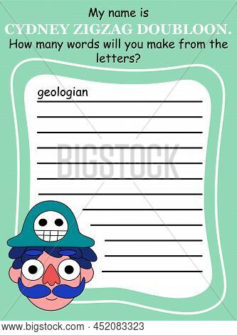 Pirate Captains Anagram Word Game In English Vector Illustration