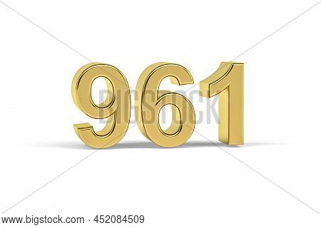 Golden 3d Number 961 - Year 961 Isolated On White Background - 3d Render
